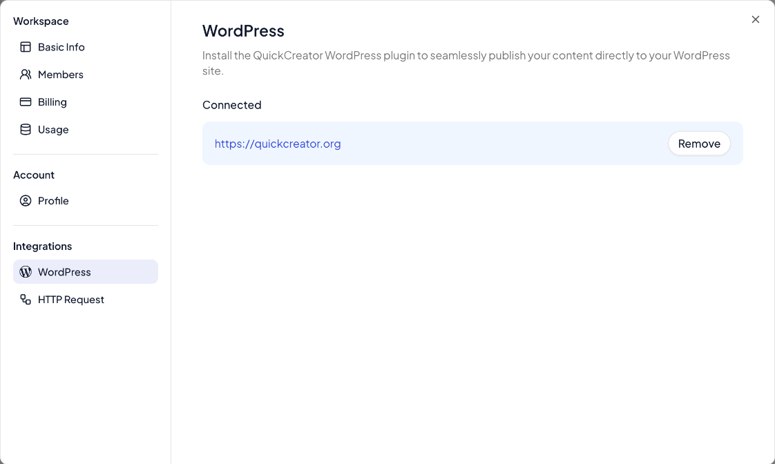 A connected WordPress site