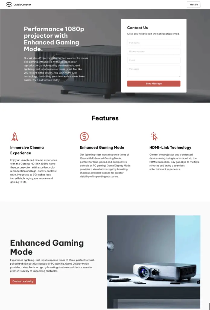 landing page for leads generation
