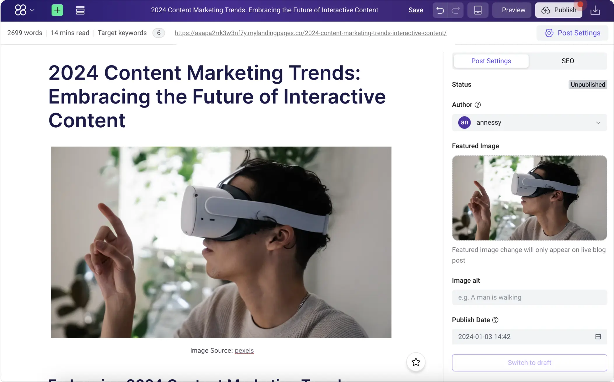 Digital content with AI Blogging Platform